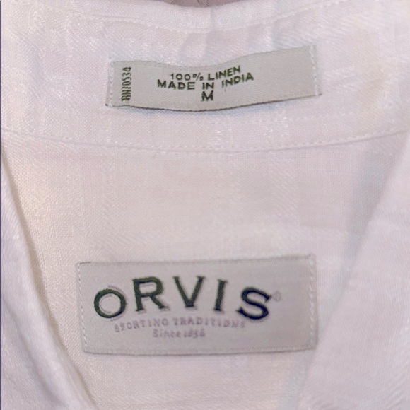 🌹Orvis White Linen Casual Button Down Shirt - Picture 3 of 4